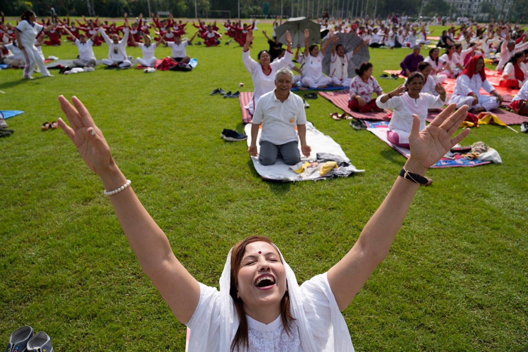 APTOPIX Nepal International Day of Yoga